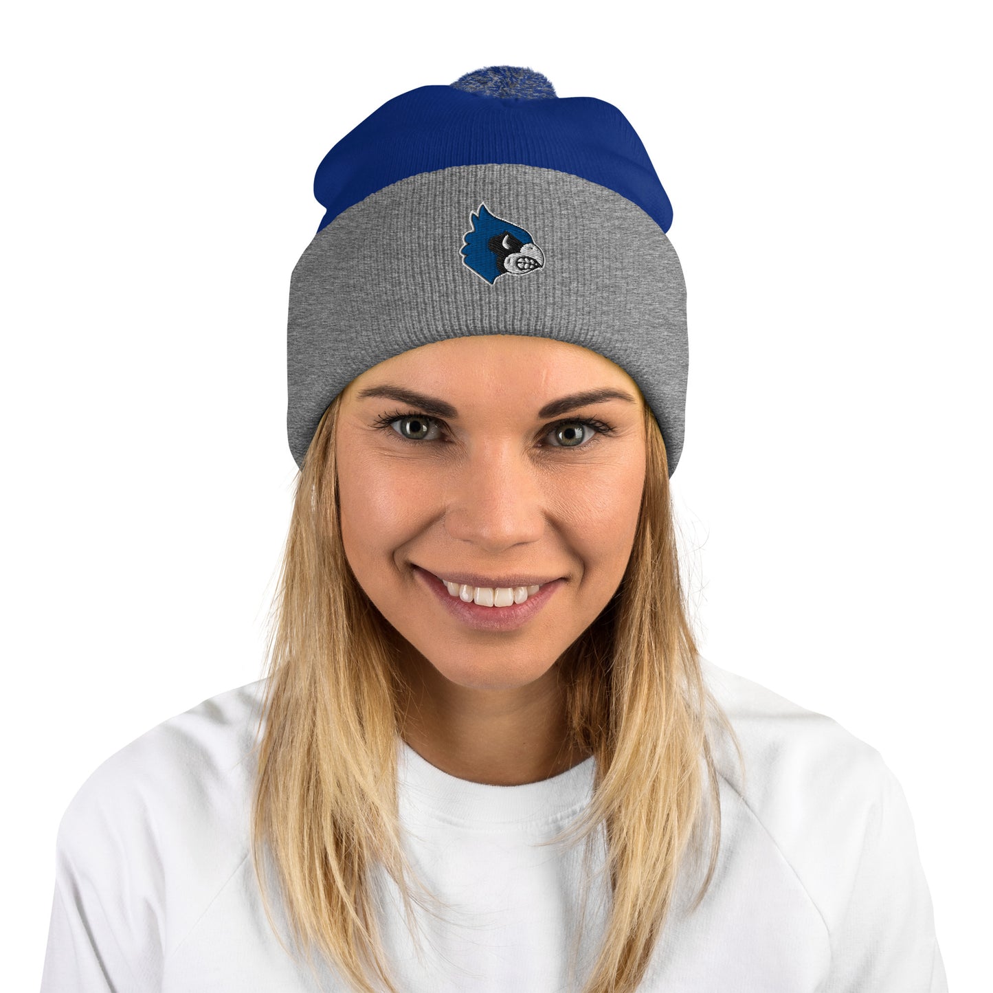 Blue Jay Pom-Pom Beanie